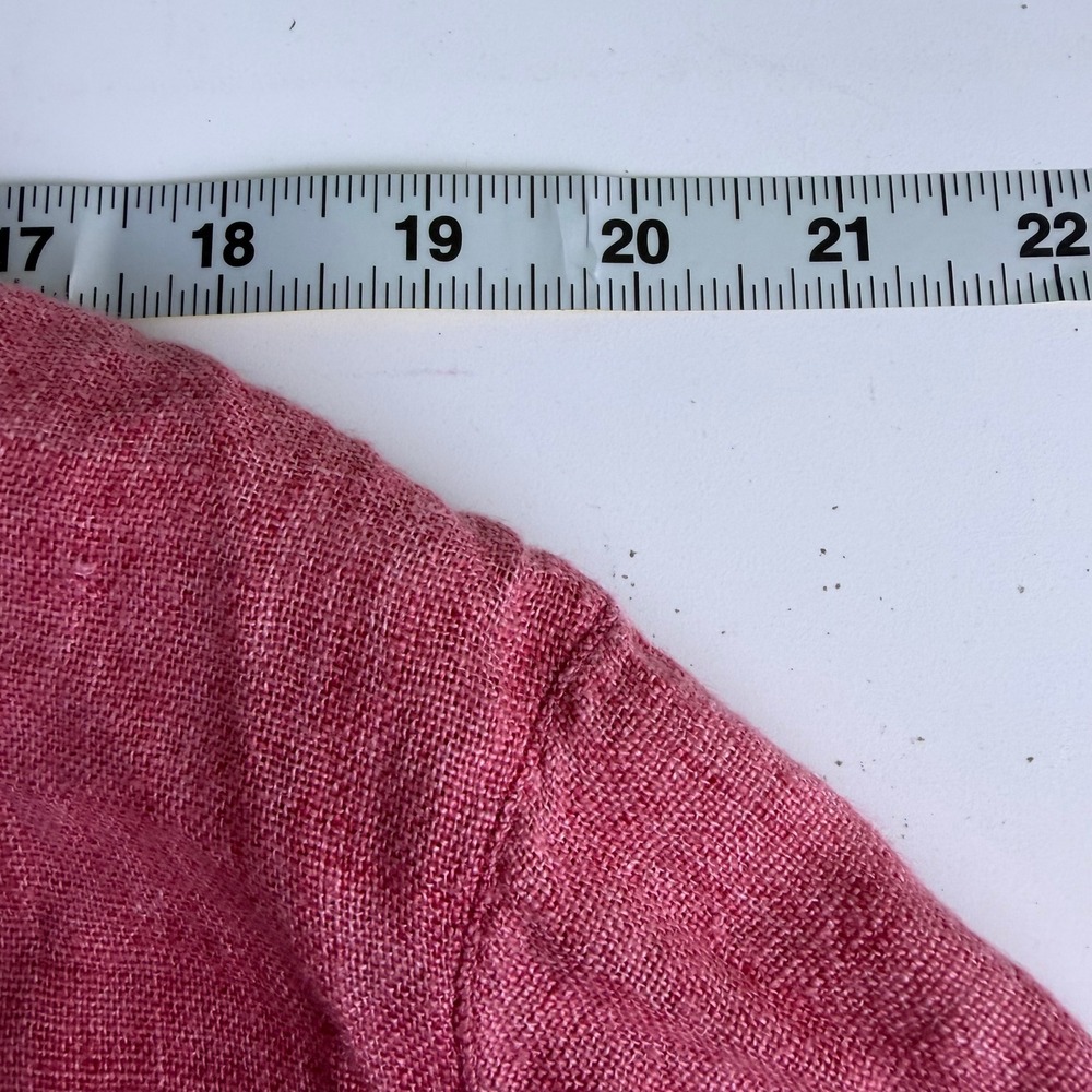 Eileen Fisher Women 2X Shirt Pink Button Down Italian Linen Short Sleeve - Picture 4 of 5